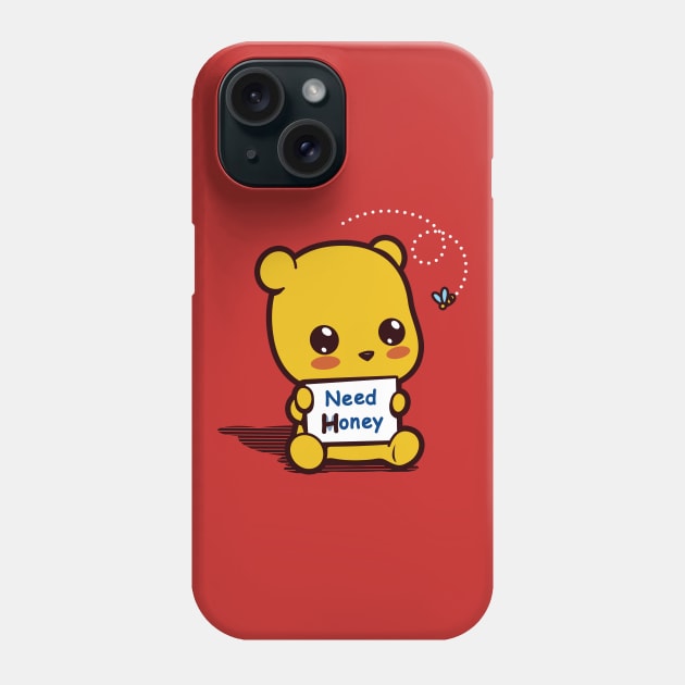 Cute Kawaii Funny Bear Cartoon Asking For Honey Cute Meme Phone Case by BoggsNicolas