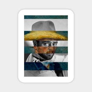 Self Portrait by Vincent Van Gogh with Straw Hat and John Wayne Magnet