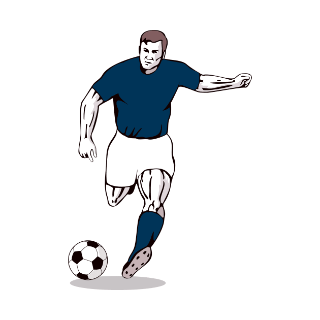 Football  Player Kicking Ball Retro by retrovectors