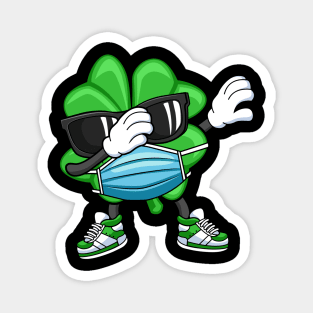 Dabbing Shamrock Face Mask St Patricks Day Magnet