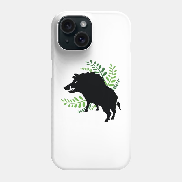 Wild Boar and Fern Design Phone Case by NixieNoo