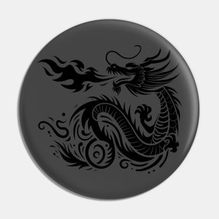 Mythical Dragon Breathing Fire in Dynamic Motion Pin