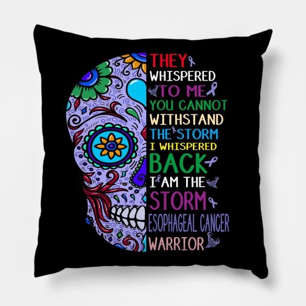 esophageal cancer skull i am storm Pillow by TeesCircle