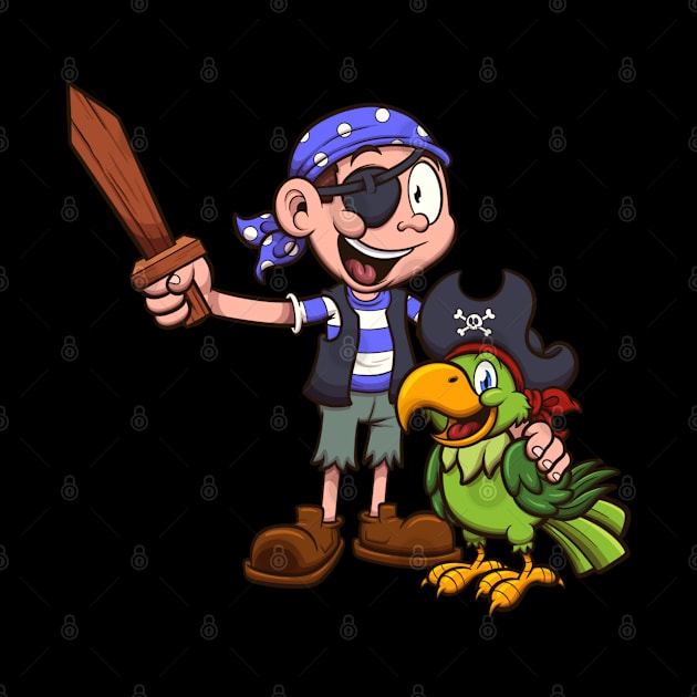 Pirate Kid And Parrot by TheMaskedTooner