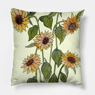 Sunflowers Watercolour Pillow