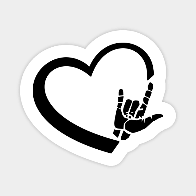 ASL Deaf Pride Interpreter Sign Language ILY Heart Love CODA T-Shirt Magnet by flytogs