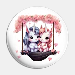 Valentine Unicorn Couple On Swing Pin