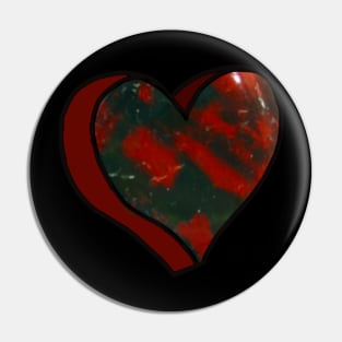 Bloodstone Love Heart Pin