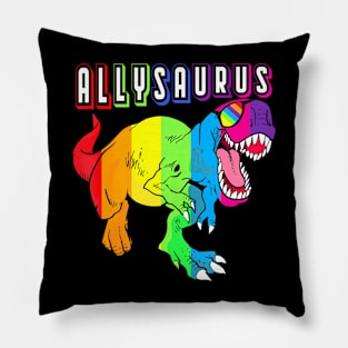 Dinosaur T Rex LGBT Gay Pride Flag Allysaurus Ally Men Boys Pillow