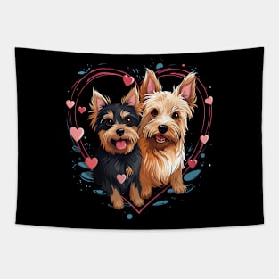 Australian Terrier Couple Valentine Tapestry