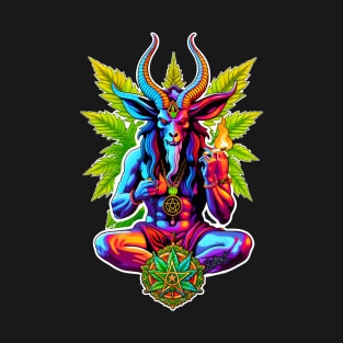 Blazing Baphomet - The Devil's Lettuce / on Black T-Shirt