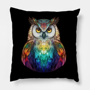 Owl Bird Animal Portrait Stained Glass Wildlife Outdoors Adventure Pillow
