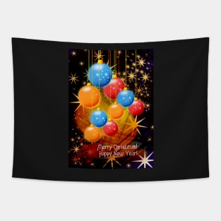 Bright christmas on black background Tapestry