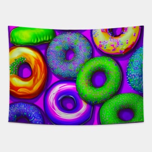 Colorful Donuts Purple Tapestry