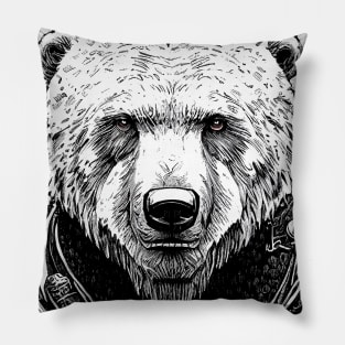 Bear Grizzly Wild Nature Illustration Line Epic Illustration Line Art Pillow