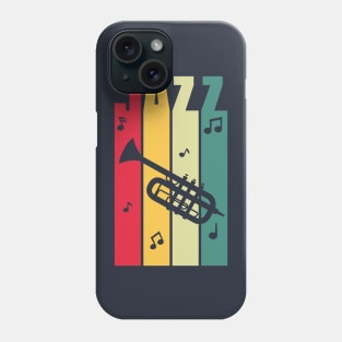 Trumpet and colorful stripes Jazz word Phone Case