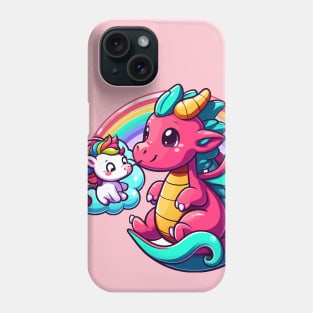 Enchanting Duo: Dragon and Baby Unicorn Delight Phone Case