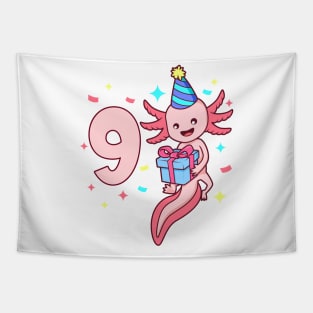 I am 9 with axolotl - girl birthday 9 years old Tapestry