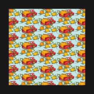 Vintage Pumpkin Truck Pattern T-Shirt