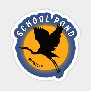 School Pond in Michigan Heron Sunrise Magnet