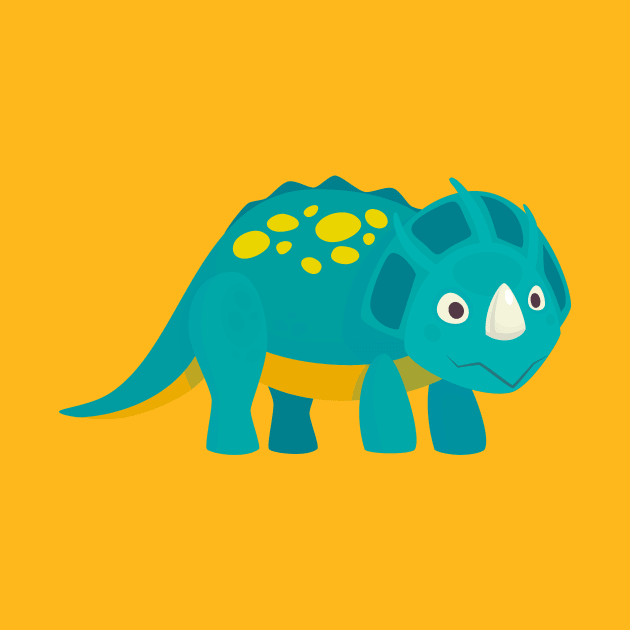 Blue Baby Dinosaur Triceratops by InkyArt