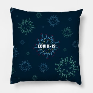 Seamless Pattern Blue and Green Virus Disease Pillow