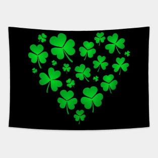 Lucky Heart Made of Shamrock Leaves Gift for Men and Women Tapestry