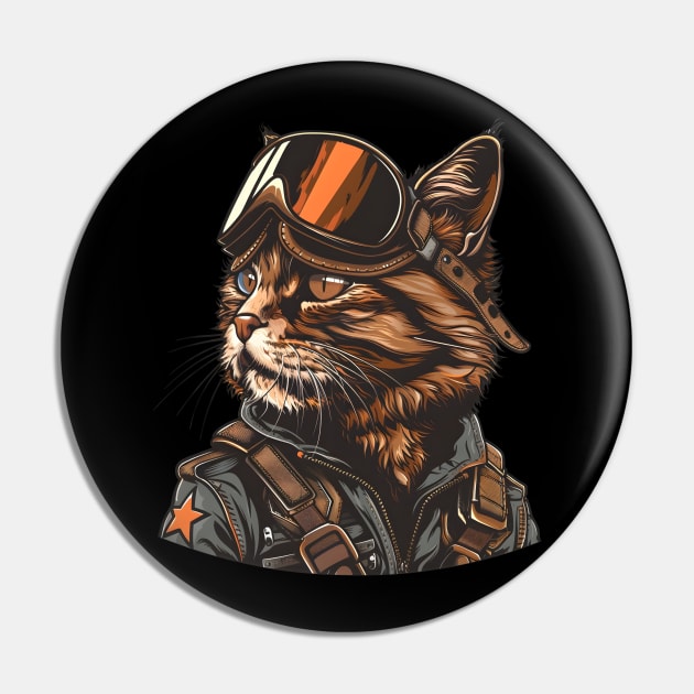 Retro  Raptor Cat Fighter Jet Pilot Cat Aviator Cat Air Force Pilot Pin by RetroZin