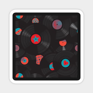 Vinyl records disc collection. Seamless pattern. Magnet