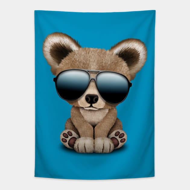 Cute Baby Bear Wearing Sunglasses Tapestry by jeffbartels