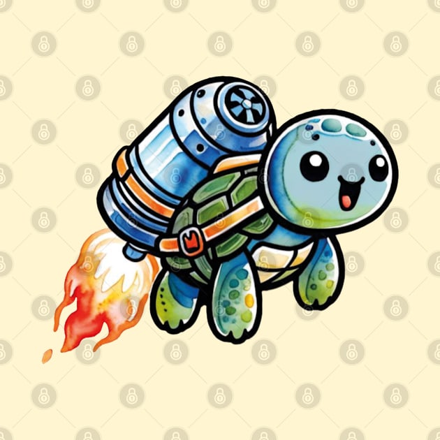 Jetpack turtle by Moxis Watercolor