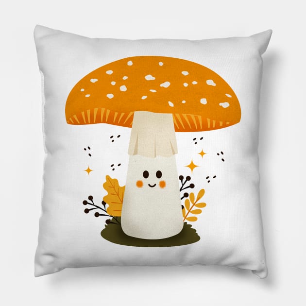 Cute Mushroom Kawaii Pillow by IstoriaDesign