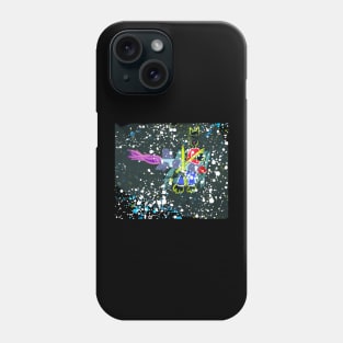 crazy space cat with rocket Phone Case