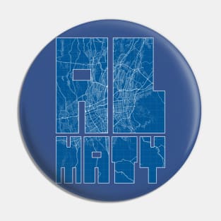 Almaty, Kazakhstan Map Typography - Blueprint Pin