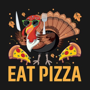 Turkey Eat Pizza Vegan Kids Funny Thanksgiving Women Men T-Shirt