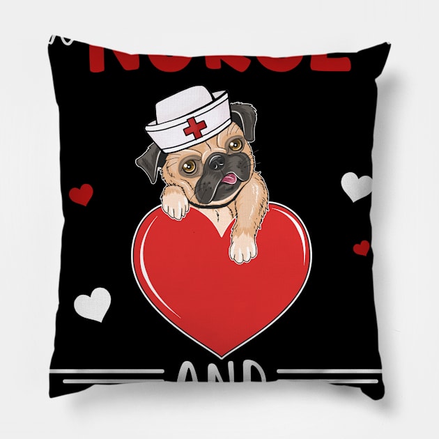 Kinda Busy Being A Nurse And Pug Mom Pillow by cruztdk5