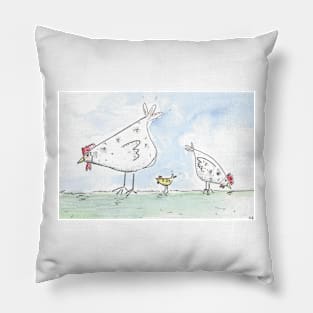 White chickens Pillow