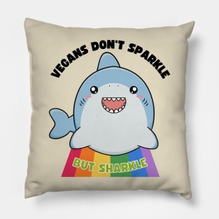 Not Sparkle but Sharkle Shark Animals Cute Funny Vegan Pun Pillow