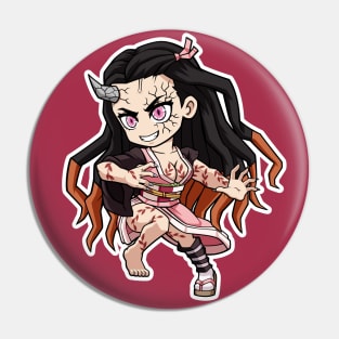 FA Chibi Nezuko Full Demon Form Pin