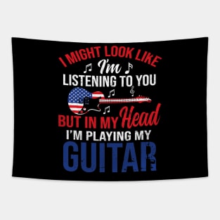 I Might Look Like I'm Listening To You Guitar Christmas Gift Tapestry