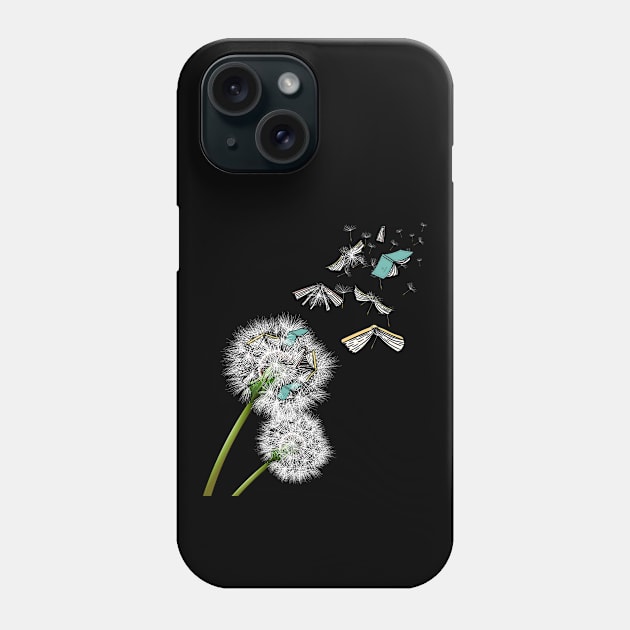 dandelion reading books Phone Case by ShirtsShirtsndmoreShirts