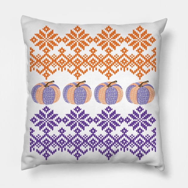 Fair Isle Knitting - Pumpkins Pillow by Designoholic