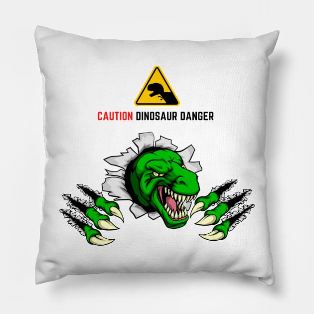 Caution Dinosaur Danger Pillow by Creativity Haven