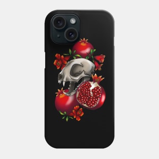 Cat skull and pomegranates Phone Case