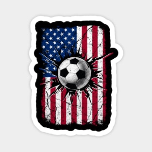 Vintage Soccer 4th of July Men USA American Flag Boys Magnet