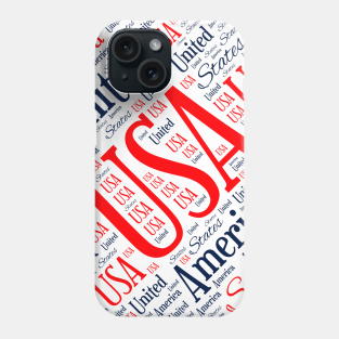 USA Patriotic Red White and Blue Word Art Phone Case