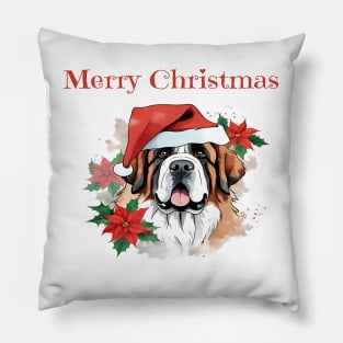 Saint Bernard Christmas, Dog lovers, Xmas, Holiday, Animal Lovers, December Holiday Pillow