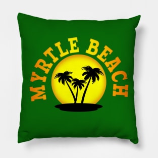 Myrtle Beach Sun and Palmetto or Palm Trees Pillow