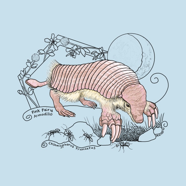 A Pink Fairy Armadillo under the moon by mernstw