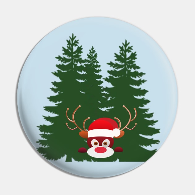 Christmas tree & deer Pin by RedCat